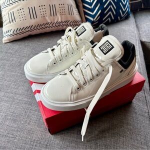 White and Black Sneakers by Freesoul white patent Brabnd new Men’s size 6
